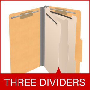 18 pt Heavy Duty Top Tab Color Folders, 2/5 Cut ROC Top Tab, Legal Size, 3 Dividers, Gold (Box of 10) - Image 8