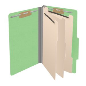 18 pt Heavy Duty Top Tab Color Folders, 2/5 Cut ROC Top Tab, Legal Size, 3 Dividers, Green (Box of 10) - Image 4