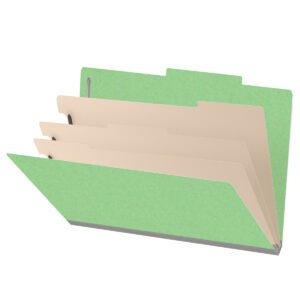 18 pt Heavy Duty Top Tab Color Folders, 2/5 Cut ROC Top Tab, Legal Size, 3 Dividers, Green (Box of 10) - Image 1