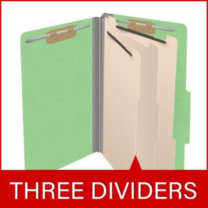 18 pt Heavy Duty Top Tab Color Folders, 2/5 Cut ROC Top Tab, Legal Size, 3 Dividers, Green (Box of 10) - Image 8