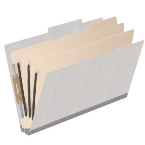 18 pt Heavy Duty Top Tab Color Folders, 2/5 Cut ROC Top Tab, Legal Size, 3 Dividers, Grey (Box of 10) - Image 2