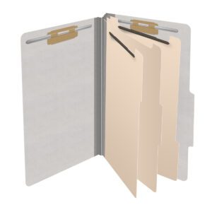 18 pt Heavy Duty Top Tab Color Folders, 2/5 Cut ROC Top Tab, Legal Size, 3 Dividers, Grey (Box of 10) - Image 4