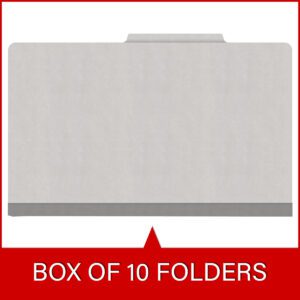 18 pt Heavy Duty Top Tab Color Folders, 2/5 Cut ROC Top Tab, Legal Size, 3 Dividers, Grey (Box of 10) - Image 6