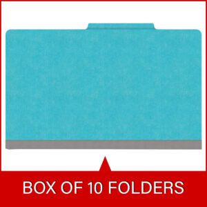 18 pt Heavy Duty Top Tab Color Folders, 2/5 Cut ROC Top Tab, Legal Size, 3 Dividers, Light Blue (Box of 10) - Image 6