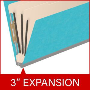 18 pt Heavy Duty Top Tab Color Folders, 2/5 Cut ROC Top Tab, Legal Size, 3 Dividers, Light Blue (Box of 10) - Image 7