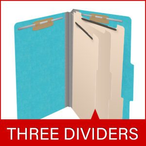 18 pt Heavy Duty Top Tab Color Folders, 2/5 Cut ROC Top Tab, Legal Size, 3 Dividers, Light Blue (Box of 10) - Image 8