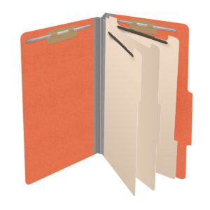 18 pt Heavy Duty Top Tab Color Folders, 2/5 Cut ROC Top Tab, Legal Size, 3 Dividers, Orange (Box of 10) - Image 4