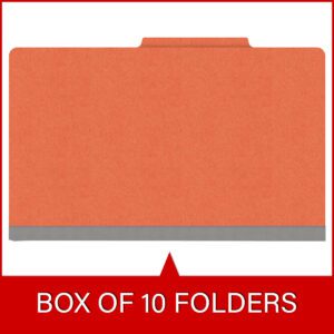 18 pt Heavy Duty Top Tab Color Folders, 2/5 Cut ROC Top Tab, Legal Size, 3 Dividers, Orange (Box of 10) - Image 6