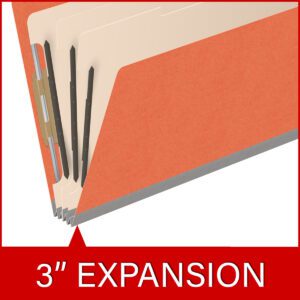 18 pt Heavy Duty Top Tab Color Folders, 2/5 Cut ROC Top Tab, Legal Size, 3 Dividers, Orange (Box of 10) - Image 7