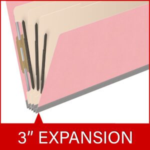18 pt Heavy Duty Top Tab Color Folders, 2/5 Cut ROC Top Tab, Legal Size, 3 Dividers, Pink (Box of 10) - Image 7