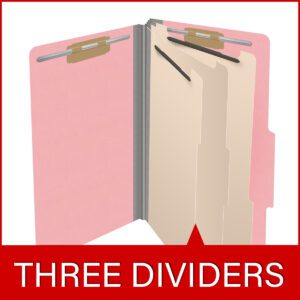 18 pt Heavy Duty Top Tab Color Folders, 2/5 Cut ROC Top Tab, Legal Size, 3 Dividers, Pink (Box of 10) - Image 8