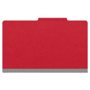 18 pt Heavy Duty Top Tab Color Folders, 2/5 Cut ROC Top Tab, Legal Size, 3 Dividers, Red (Box of 10) - Image 3