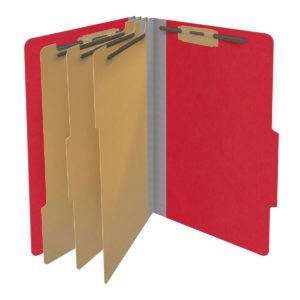 18 pt Heavy Duty Top Tab Color Folders, 2/5 Cut ROC Top Tab, Legal Size, 3 Dividers, Red (Box of 10) - Image 4