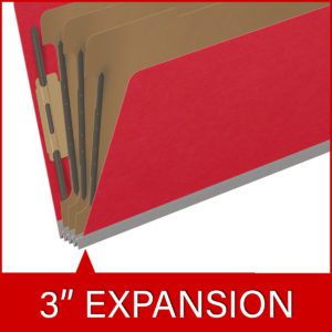 18 pt Heavy Duty Top Tab Color Folders, 2/5 Cut ROC Top Tab, Legal Size, 3 Dividers, Red (Box of 10) - Image 7