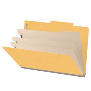 18 pt Heavy Duty Top Tab Color Folders, 2/5 Cut ROC Top Tab, Legal Size, 3 Dividers, Yellow (Box of 10) - Image 1