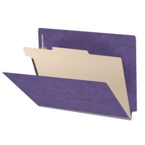 Pressboard Classification Folders, Full Cut End Tab, Letter Size, 1 Divider, Purple (Box of 10)