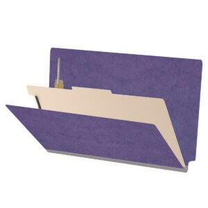 Pressboard Classification Folders, Full Cut End Tab, Legal Size, 1 Divider, Purple (Box of 10) - Image 1