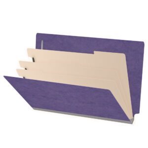 Pressboard Classification Folders, Full Cut End Tab, Legal Size, 3 Dividers, Purple (Box of 10) - Image 1