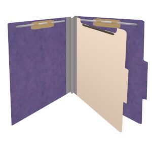 25 Pt. Pressboard Classification Folders, 2/5 Cut ROC Top Tab, Letter Size, 1 Divider, Purple (Box of 10) - Image 4