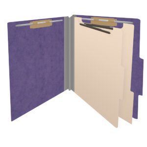 25 Pt. Pressboard Classification Folders, 2/5 Cut ROC Top Tab, Letter Size, 2 Dividers, Purple (Box of 10) - Image 4