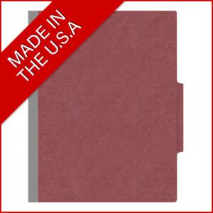 25 Pt. Pressboard Classification Folders, 2/5 Cut ROC Top Tab, Letter Size, 3 Pocket Dividers, Dark Red (Box of 10) - Image 5