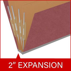25 Pt. Pressboard Classification Folders, 2/5 Cut ROC Top Tab, Letter Size, 3 Pocket Dividers, Dark Red (Box of 10) - Image 7