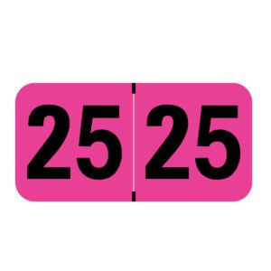 2025 Year Labels, Fluorescent Pink, MAP Compatible, 3/4" X 1-1/2" - Roll of 500 - Image 1