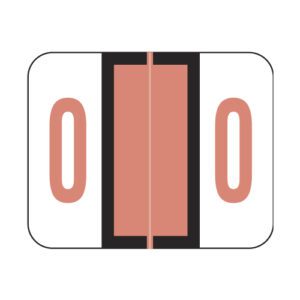 Tab Compatible Numeric Labels, Number "0", Pink, Vinyl Stock, 1" X 1-1/4" Individual Numbers - Roll of 500 - Image 1