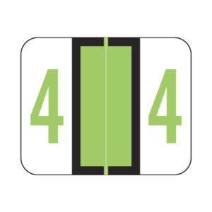 Tab Compatible Numeric Labels, Number "4", Light Green, Vinyl Stock, 1" X 1-1/4" Individual Numbers - Roll of 500 - Image 1