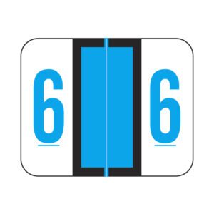 Tab Compatible Numeric Labels, Number "6", Blue, Vinyl Stock, 1" X 1-1/4" Individual Numbers - Roll of 500 - Image 1