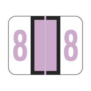 Tab Compatible Numeric Labels, Number "8", Lilac, Vinyl Stock, 1" X 1-1/4" Individual Numbers - Roll of 500 - Image 1