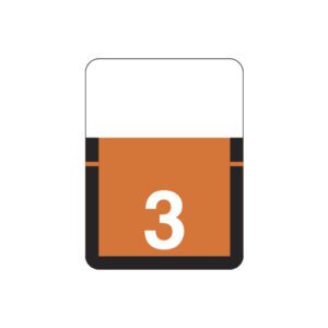 Top Tab Compatible Numeric Labels, Number "3", Dark Orange, Vinyl Stock, 1" X 3/4" Individual Numbers - Roll of 500 - Image 1