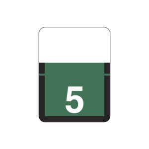 Top Tab Compatible Numeric Labels, Number "5", Dark Green, Vinyl Stock, 1" X 3/4" Individual Numbers - Roll of 500 - Image 1