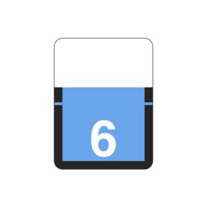 Top Tab Compatible Numeric Labels, Number "6", Blue, Vinyl Stock, 1" X 3/4" Individual Numbers - Roll of 500