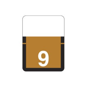 Top Tab Compatible Numeric Labels, Number "9", Brown, Vinyl Stock, 1" X 3/4" Individual Numbers - Roll of 500 - Image 1