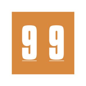 IFC/AFV 3300 Compatible Numeric Labels, Number "9", Orange, Laminated Stock, 1-7/8" x 1-7/8" Individual Numbers - Roll of 500 - Image 1