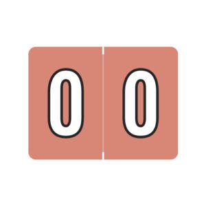 Datafile / Tab L8700 Compatible Numeric Labels, Number "0", Light Pink, Laminated Stock, 15/16" x 1-1/4" Individual Numbers - Roll of 500 - Image 1