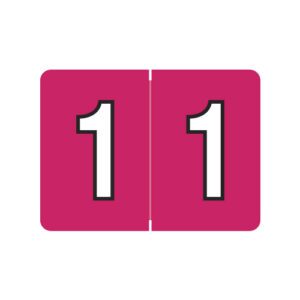 Datafile / Tab L8700 Compatible Numeric Labels, Number "1", Dark Pink, Laminated Stock, 15/16" x 1-1/4" Individual Numbers - Roll of 500 - Image 1