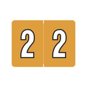 Datafile / Tab L8700 Compatible Numeric Labels, Number "2", Yellow, Laminated Stock, 15/16" x 1-1/4" Individual Numbers - Roll of 500 - Image 1