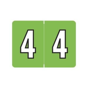 Datafile / Tab L8700 Compatible Numeric Labels, Number "4", Light Green, Laminated Stock,  15/16" x 1-1/4" Individual Numbers - Roll of 500 - Image 1