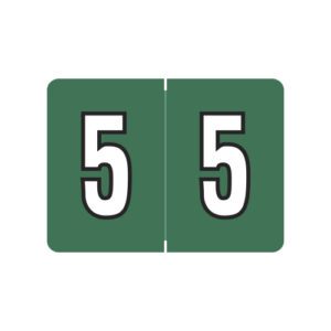 Datafile / Tab L8700 Compatible Numeric Labels, Number "5", Dark Green, Laminated Stock,  15/16" x 1-1/4" Individual Numbers - Roll of 500 - Image 1