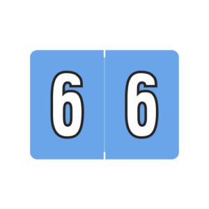 Datafile / Tab L8700 Compatible Numeric Labels, Number "6", Blue, Laminated Stock,  15/16" x 1-1/4" Individual Numbers - Roll of 500 - Image 1