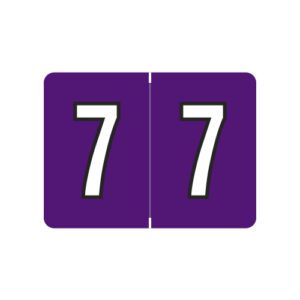 Datafile / Tab L8700 Compatible Numeric Labels, Number "7", Purple, Laminated Stock,  15/16" x 1-1/4" Individual Numbers - Roll of 500 - Image 1