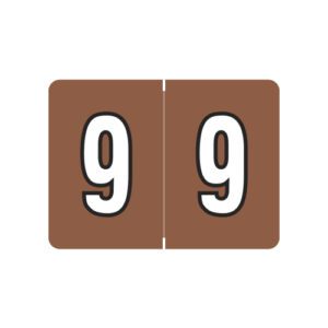Datafile / Tab L8700 Compatible Numeric Labels, Number "9", Brown, Laminated Stock, 15/16" x 1-1/4" Individual Numbers - Roll of 500 - Image 1