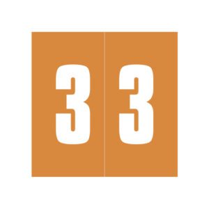 Ames Compatible Numeric Labels, Number "3" Orange, Unlaminated Stock, 1-7/8" X 1-7/8" Individual Numbers - Roll of 1000 - Image 1