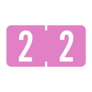 Amerifile Compatible Numeric Labels, Number "2", Pink, Vinyl Stock, 1/2" X 1" Individual Numbers - Roll of 500 - Image 1