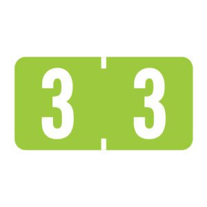 Amerifile Compatible Numeric Labels, Number "3", Light Green, Vinyl Stock, 1/2" X 1" Individual Numbers - Roll of 500 - Image 1