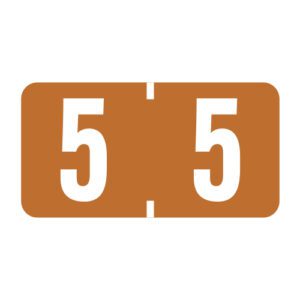 Amerifile Compatible Numeric Labels, Number "5", Orange, Vinyl Stock, 1/2" X 1" Individual Numbers - Roll of 500 - Image 1