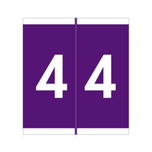 Barkley AVNM Compatible Numerical Labels, Number "4" , Purple, Laminated Stock, 1-11/16" X 1-1/2" Individual Numbers - Roll of 500