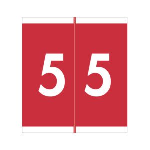 Barkley AVNM Compatible Numerical Labels, Number "5" , Red, Laminated Stock, 1-11/16" X 1-1/2" Individual Numbers - Roll of 500